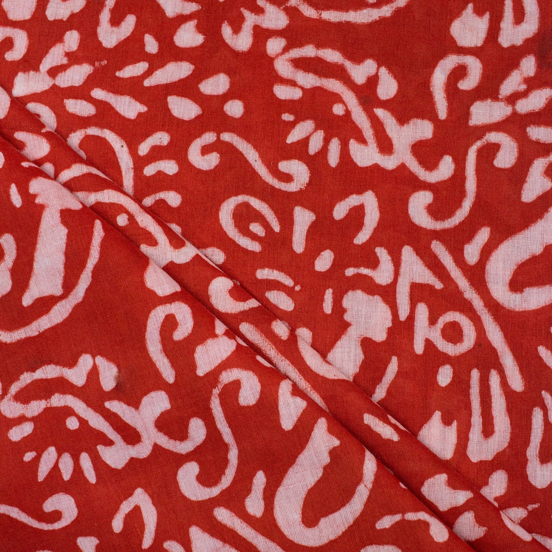  Red Hand Block Printed Cotton Dabu Fabric