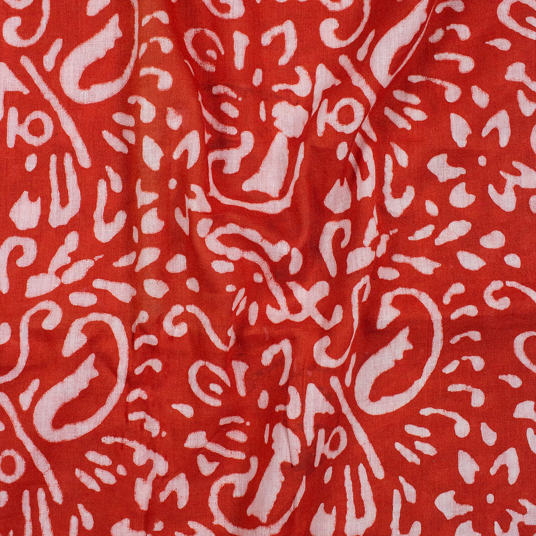  Red Hand Block Printed Cotton Dabu Fabric