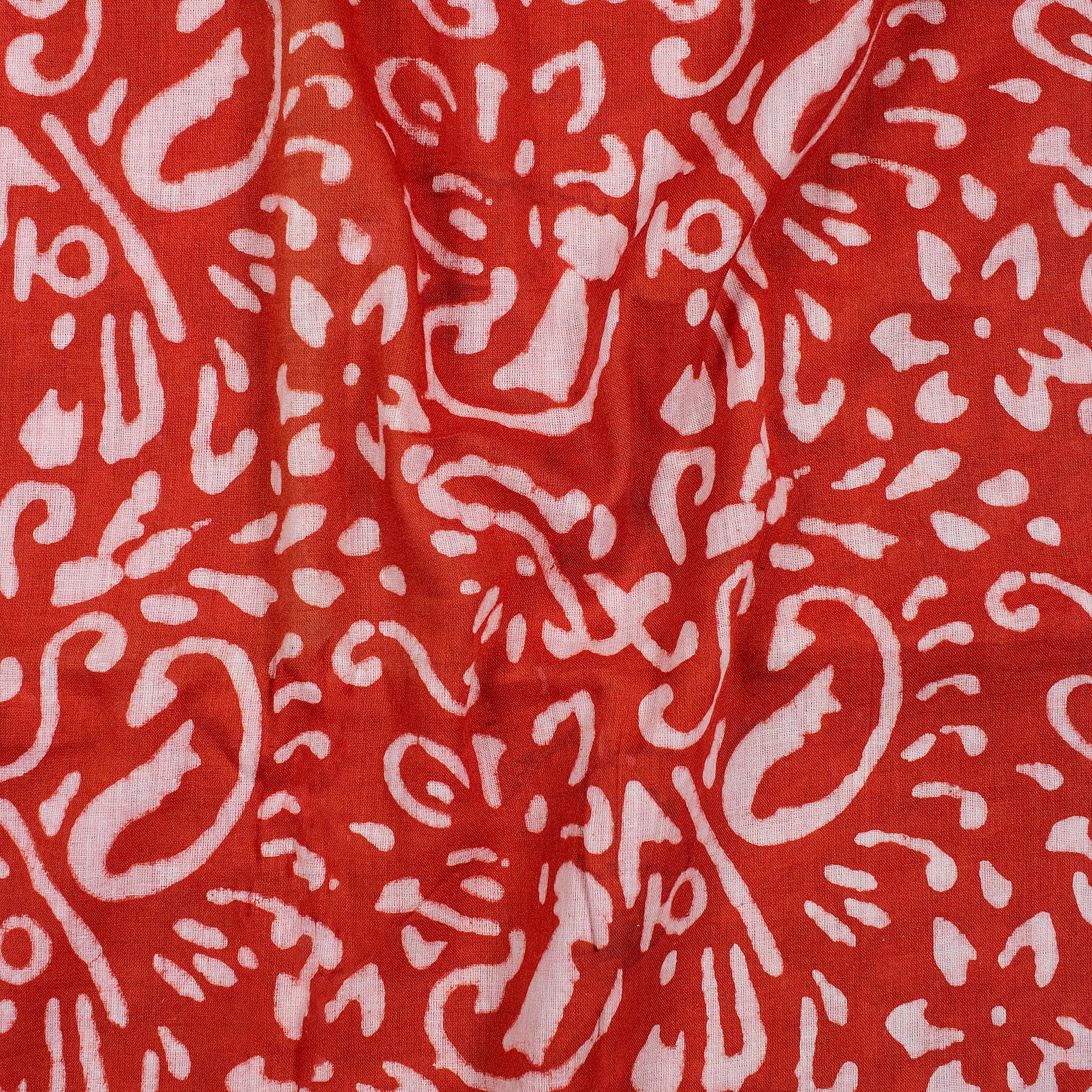  Red Hand Block Printed Cotton Dabu Fabric