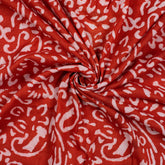  Red Hand Block Printed Cotton Dabu Fabric