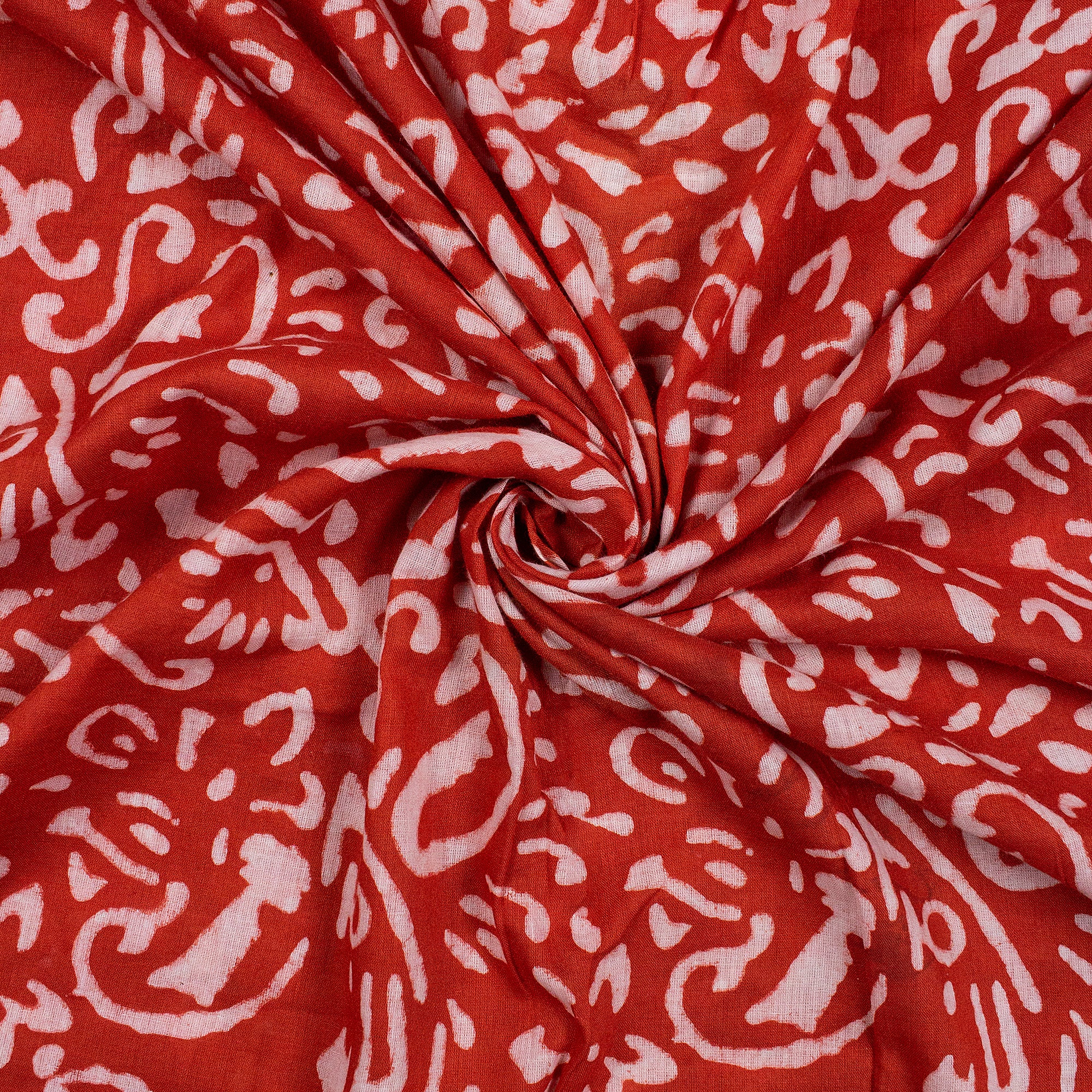  Red Hand Block Printed Cotton Dabu Fabric