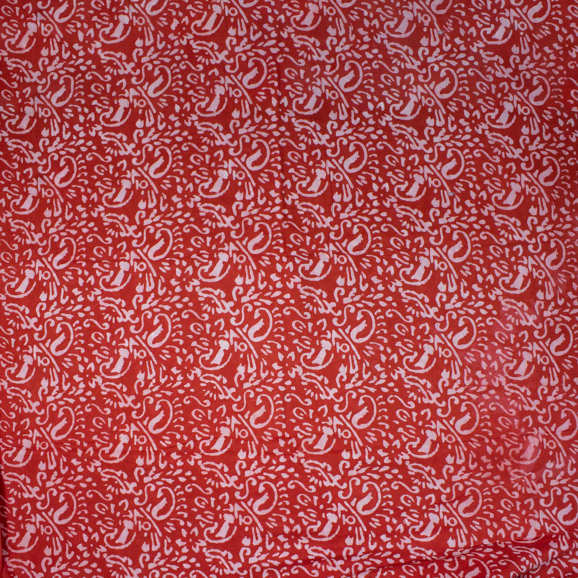  Red Hand Block Printed Cotton Dabu Fabric
