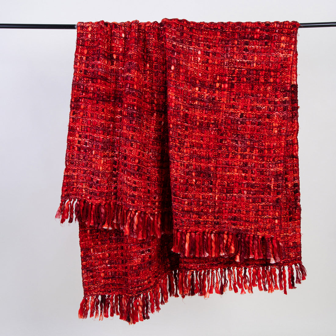 Red Handmade Acrylic Sofa Throw Blanket