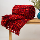 Red Handmade Acrylic Sofa Throw Blanket