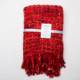 Red Handmade Acrylic Sofa Throw Blanket
