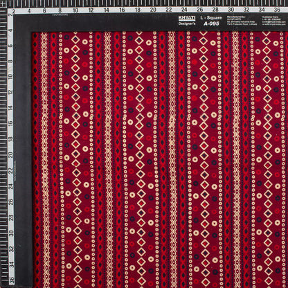 Red Ikaat Ajrakh Block Print Fabric