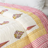 Red Leaf Block Printed Jaipuri Quilts For Winter