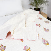 Red Leaf Block Printed Jaipuri Quilts For Winter