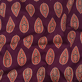 Red Leaf Hand Block Printed Cotton Fabric