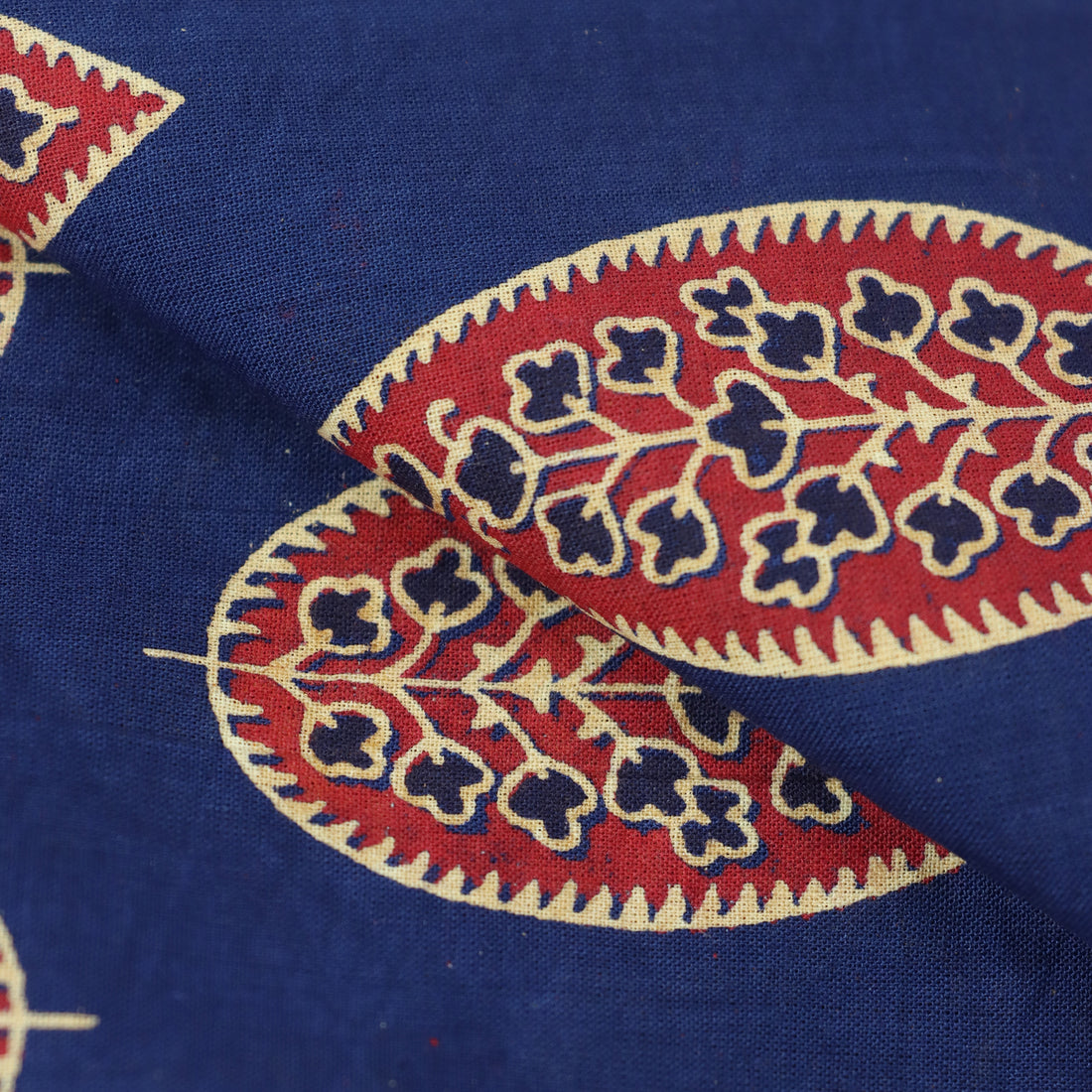 Red Leaf Indian Hand Block Print Dabu Fabric