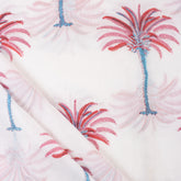 Red Palm Tree Hand Block Print Cotton Fabric Material