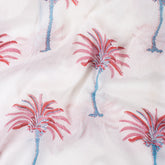 Red Palm Tree Hand Block Print Cotton Fabric Material