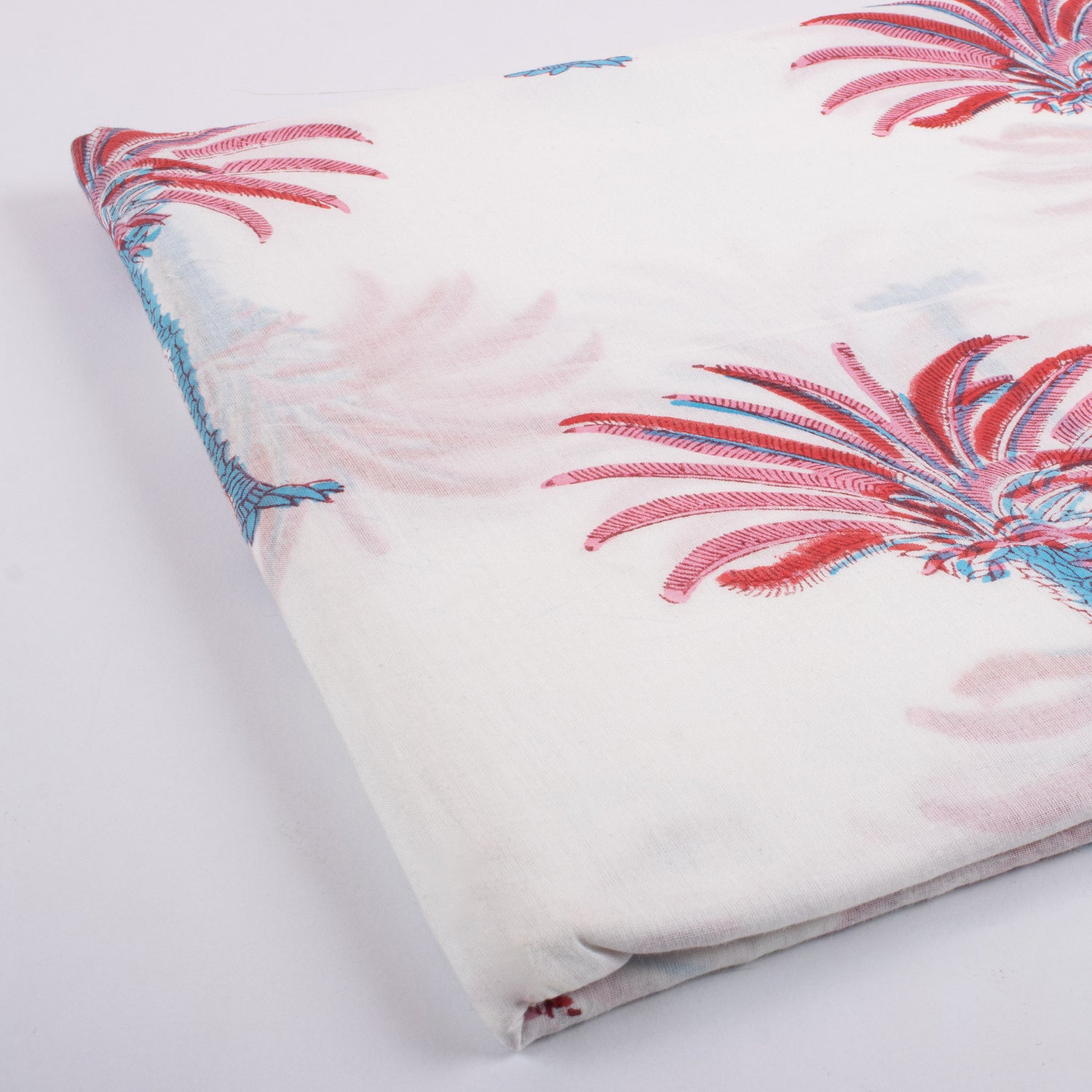 Red Palm Tree Hand Block Print Cotton Fabric Material
