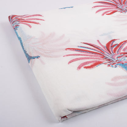 Red Palm Tree Hand Block Print Cotton Fabric Material