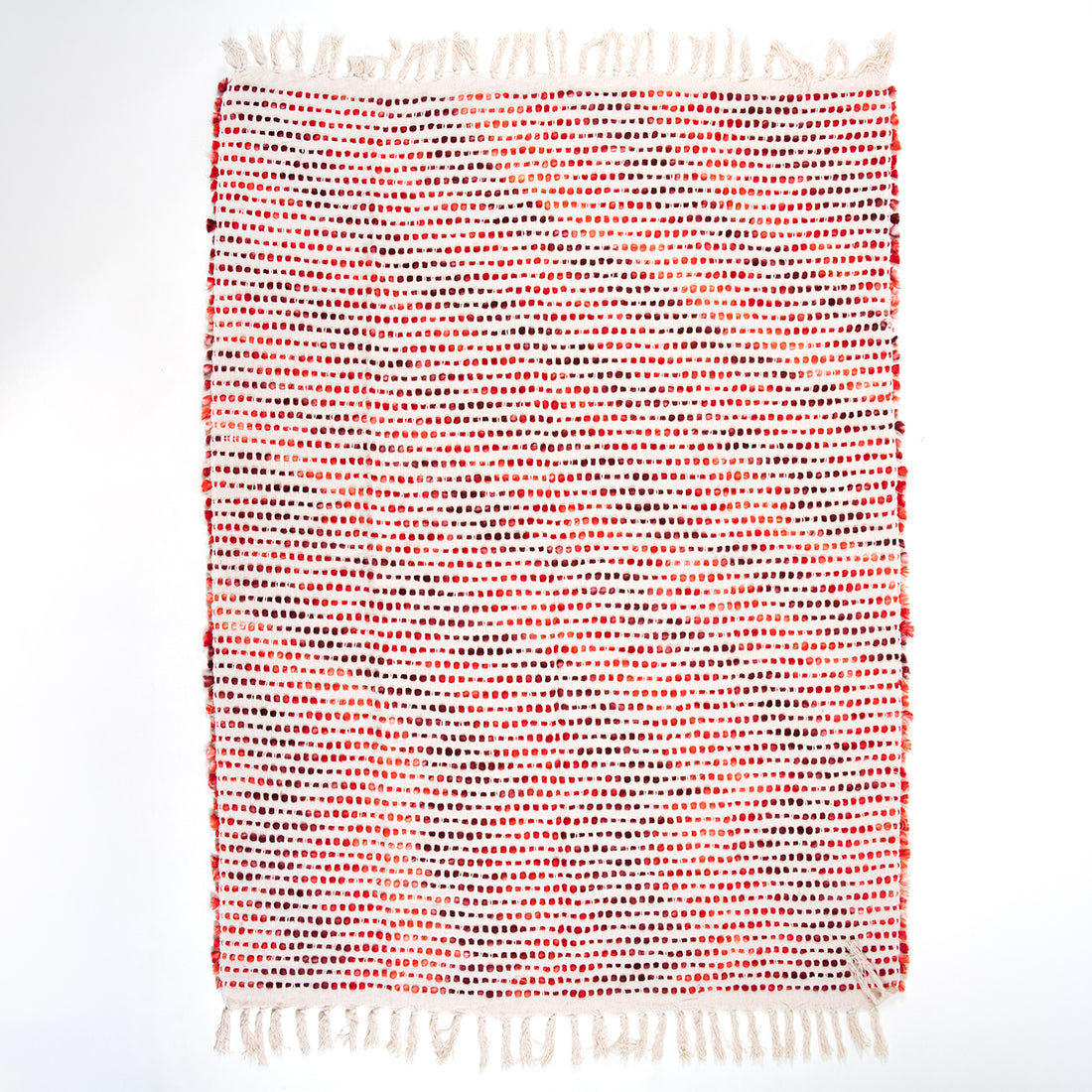 Red Stripe Organic Cotton Woven Throw for Couch