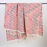 Red Stripe Organic Cotton Woven Throw for Couch