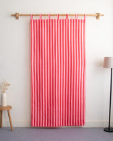 Red Striped Block Printed Cotton Curtains Online