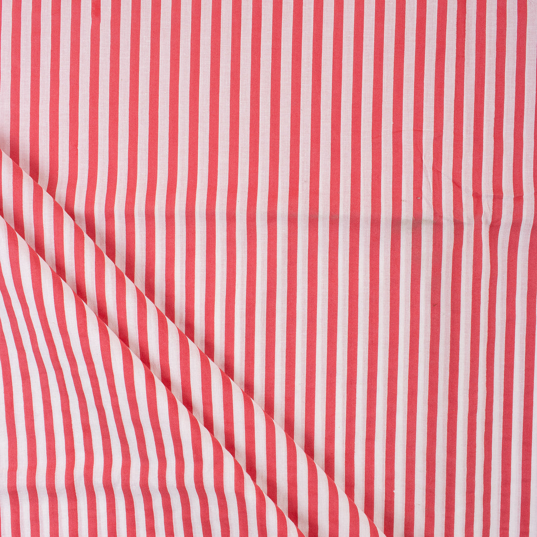 Red Striped Hand Block Print Fabric