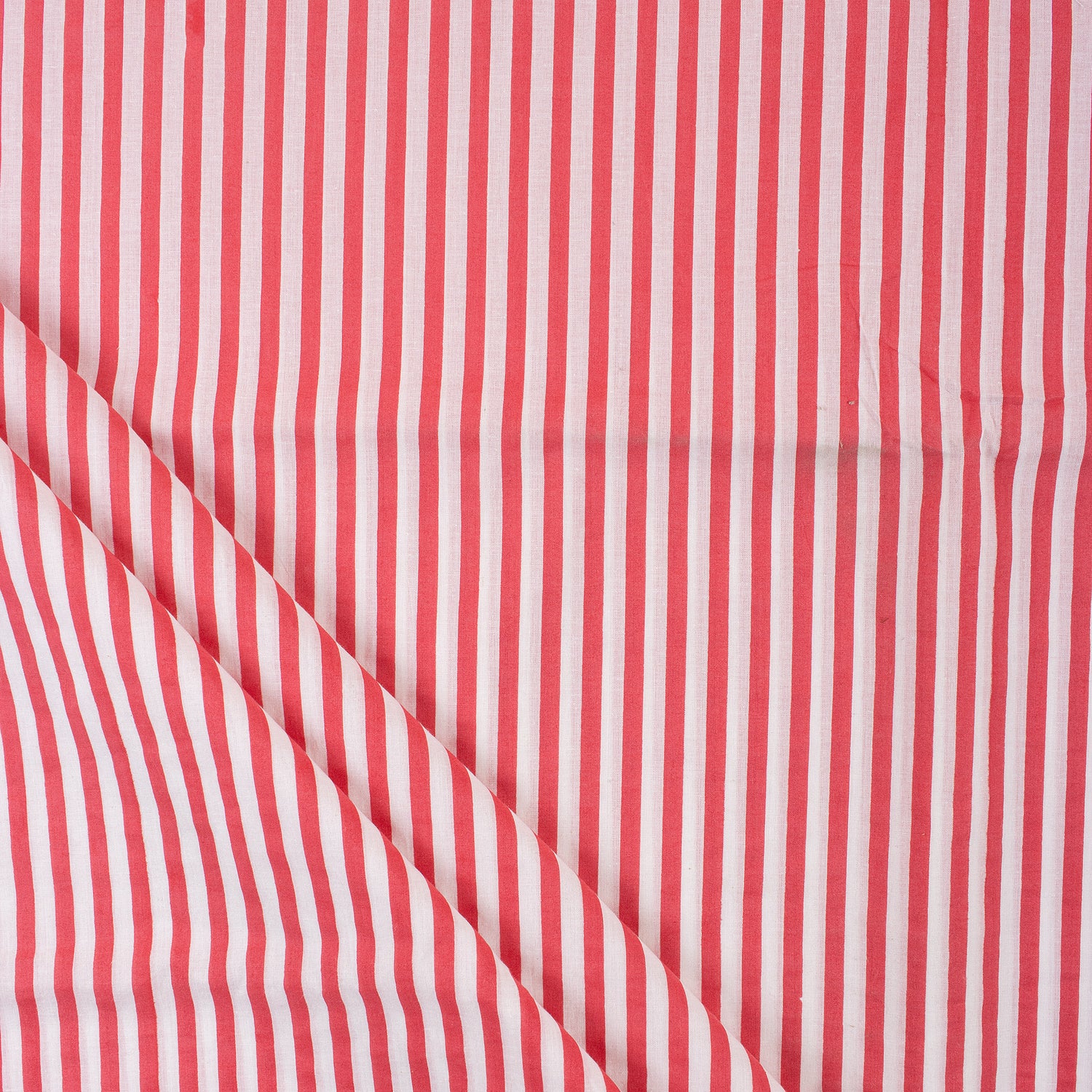 Red Striped Hand Block Print Fabric