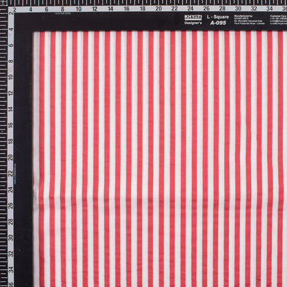 Red Striped Hand Block Print Fabric