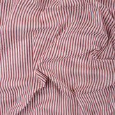Red Striped Hand Block Printed Organic Cotton Fabric By The Yard