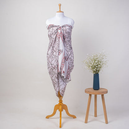 Red paisley Hand Block Print Cotton Summer Sarong For Ladies