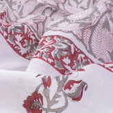 Red paisley Hand Block Print Cotton Summer Sarong For Ladies
