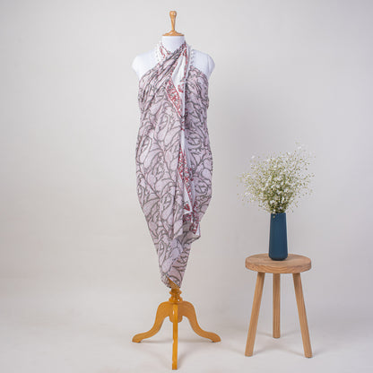 Red paisley Hand Block Print Cotton Summer Sarong For Ladies