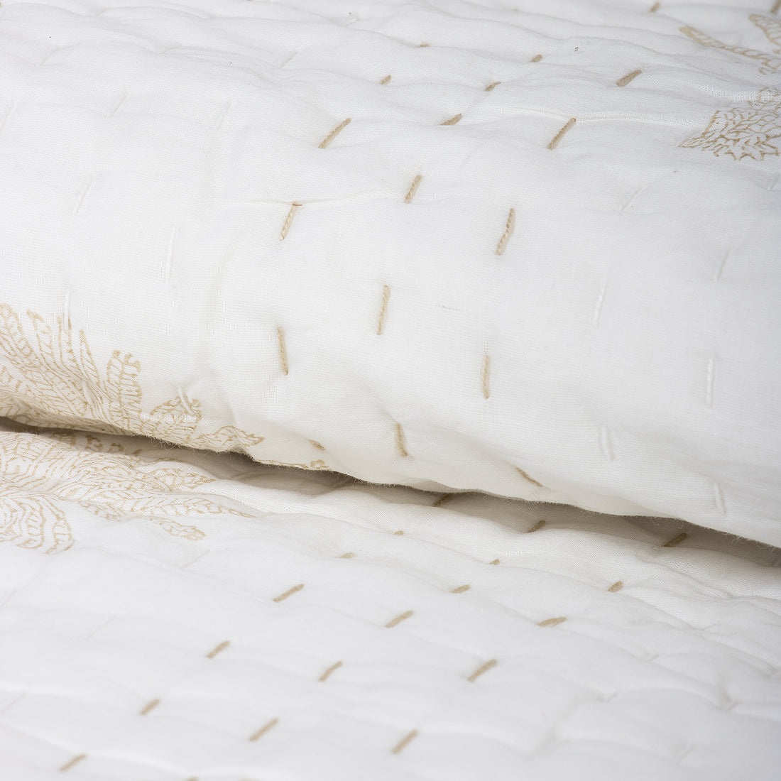Reversible Hand Block Print Cotton Kantha Quilt Blanket