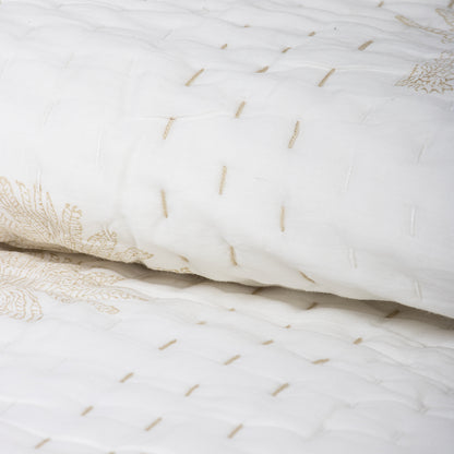 Reversible Hand Block Print Cotton Kantha Quilt Blanket