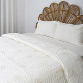 Reversible Hand Block Print Cotton Kantha Quilt Blanket