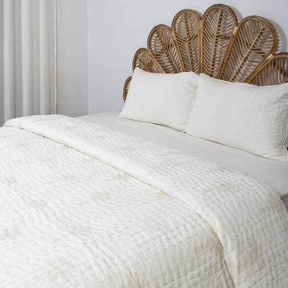 Reversible Hand Block Print Cotton Kantha Quilt Blanket