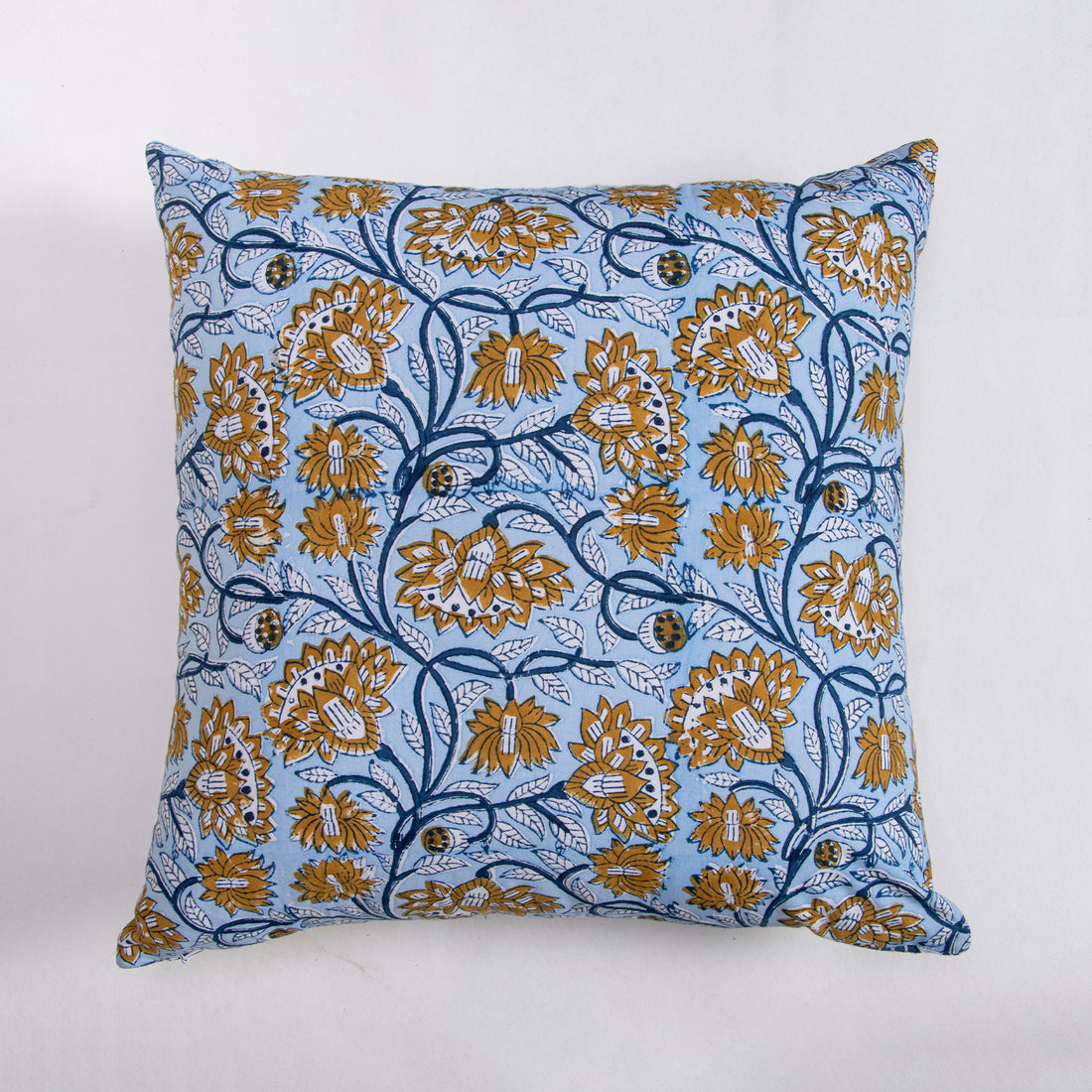 Reversible Hand Block Printed Floral Cushion Cover