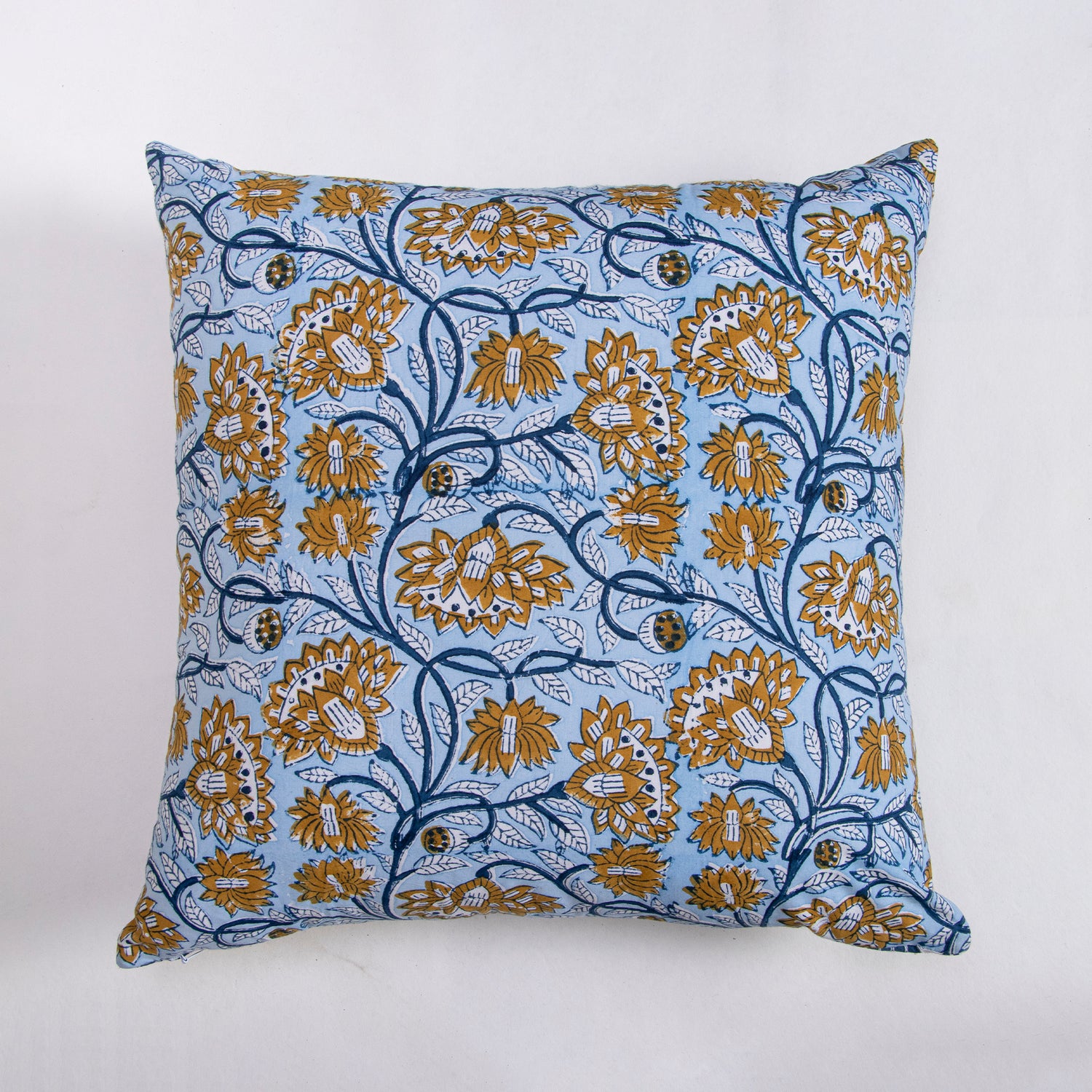 Reversible Hand Block Printed Floral Cushion Cover