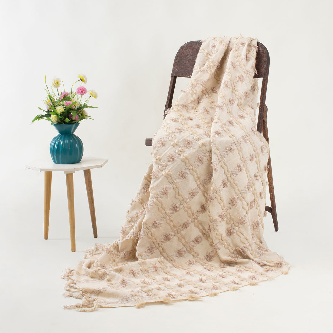 Reversible Indian Boho Cotton Woven Throw Blanket