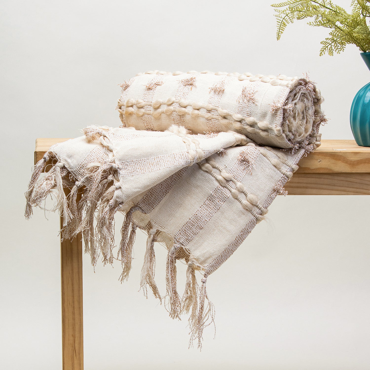 Reversible Indian Boho Cotton Woven Throw Blanket
