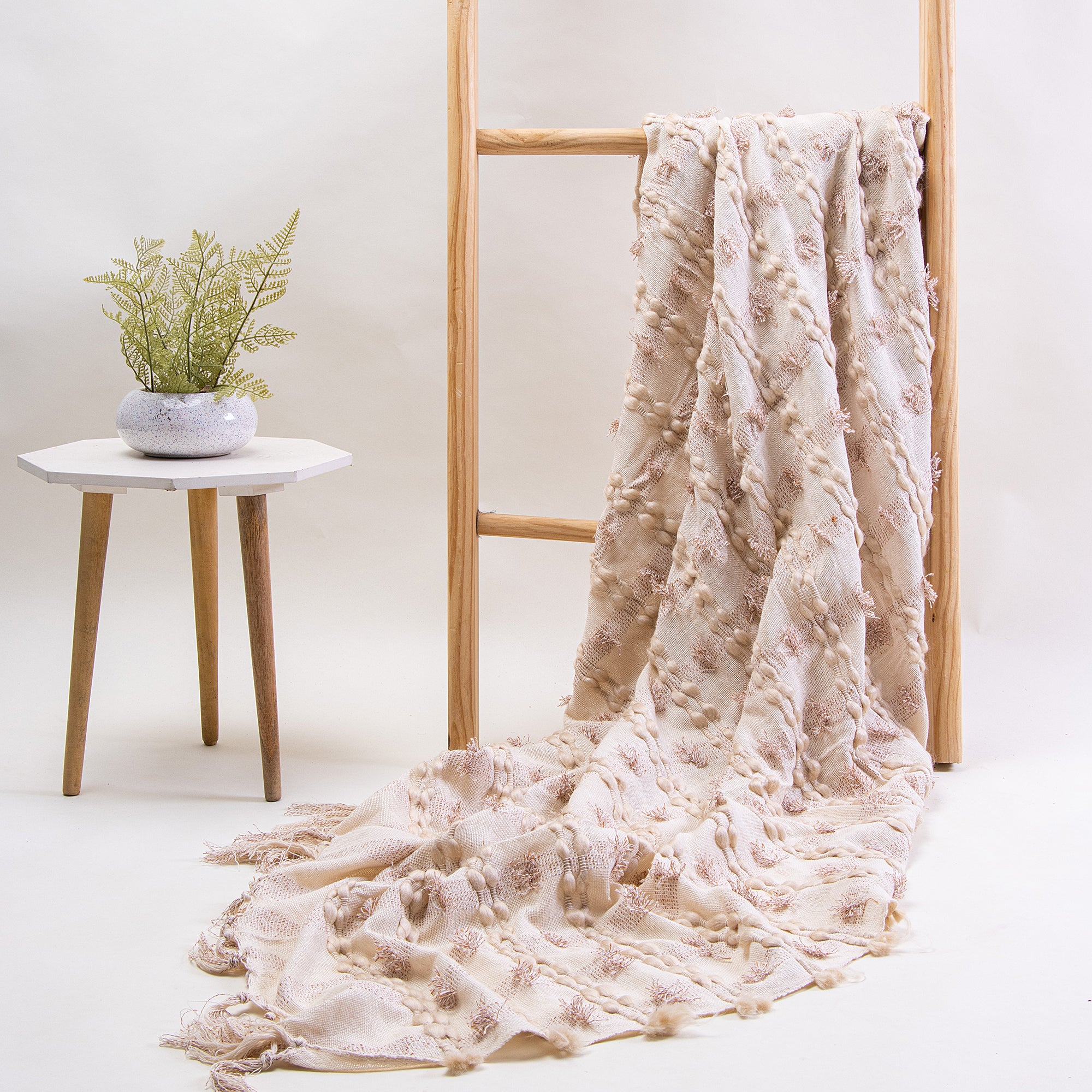 Reversible Indian Boho Cotton Woven Throw Blanket