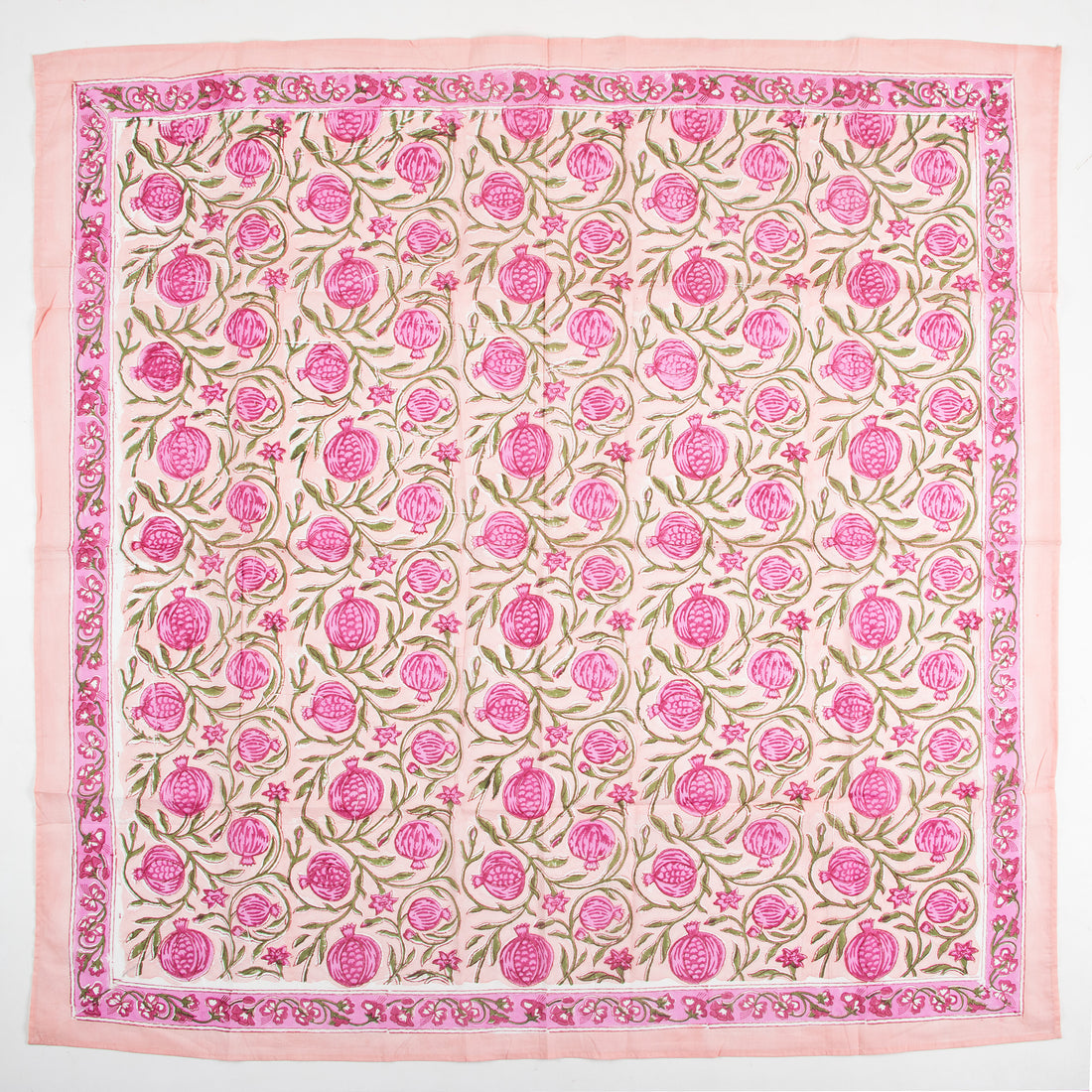 Pink Floral Hand Block Cotton Scarf For Women