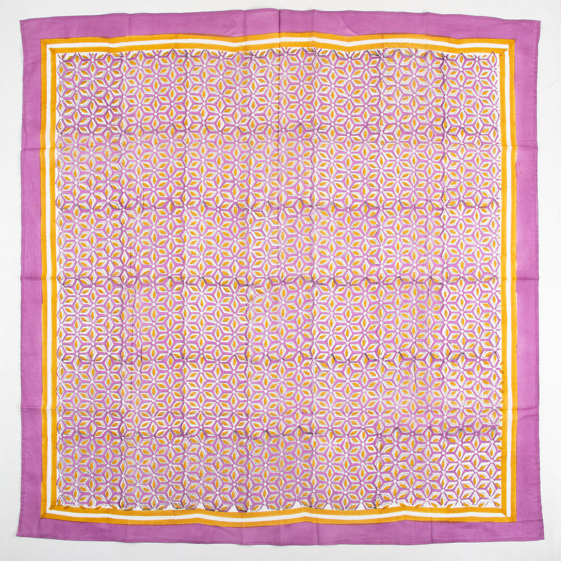 Handmade Cotton Purple Block Printed Scarf For Women