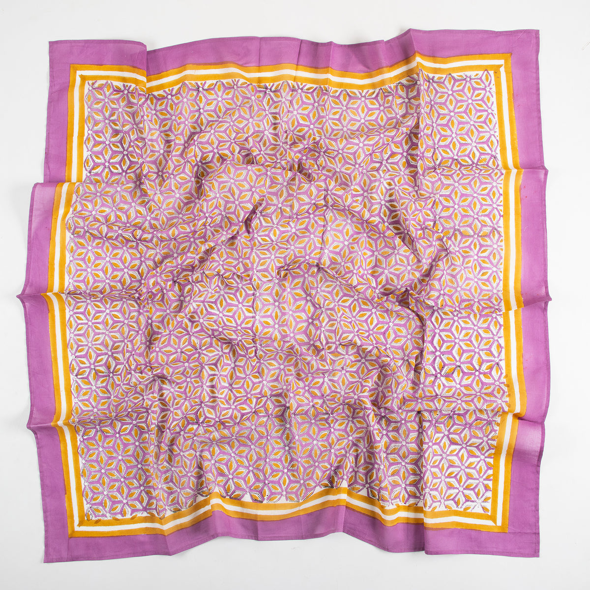 Handmade Cotton Purple Block Printed Scarf For Women