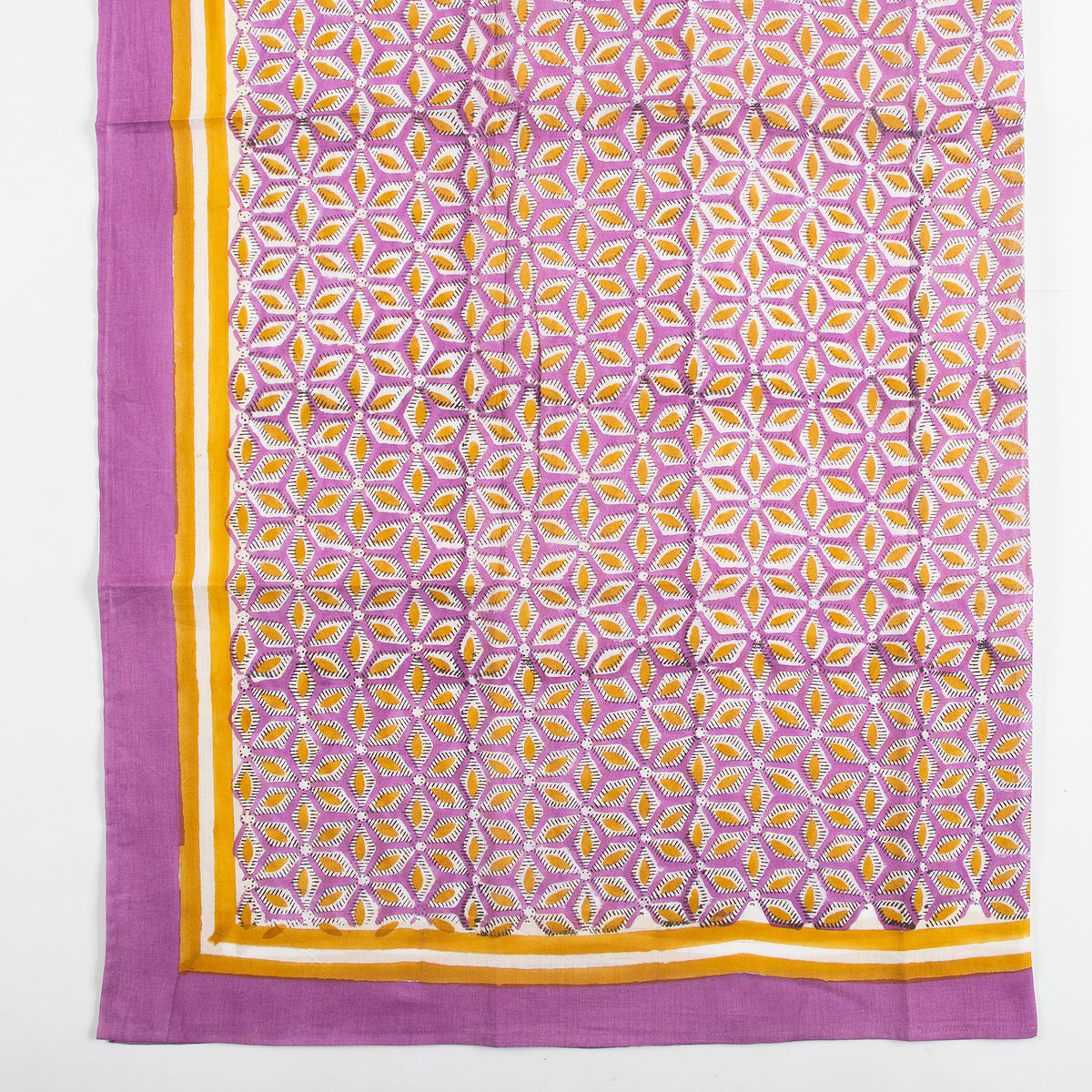 Handmade Cotton Purple Block Printed Scarf For Women
