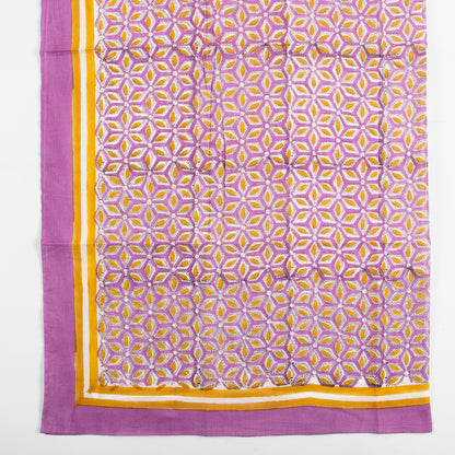 Handmade Cotton Purple Block Printed Scarf For Women