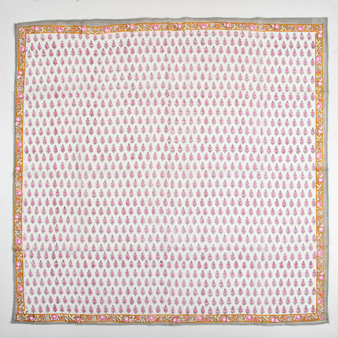 Pink Bloom Hand Block Printed Traditional Cotton Floral Scarf