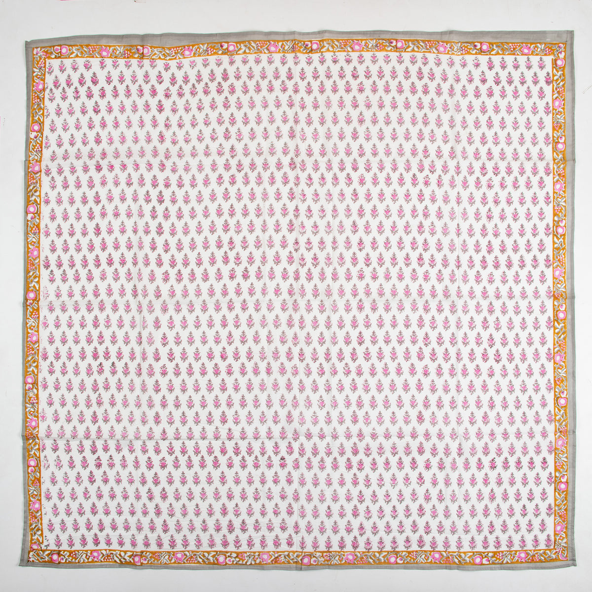 Pink Bloom Hand Block Printed Traditional Cotton Floral Scarf