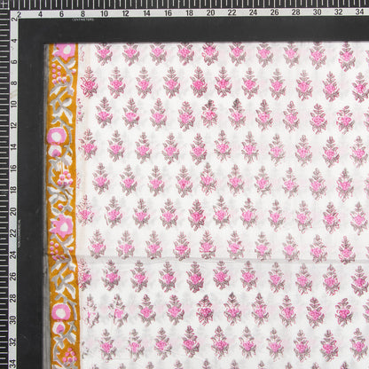 Pink Bloom Hand Block Printed Traditional Cotton Floral Scarf