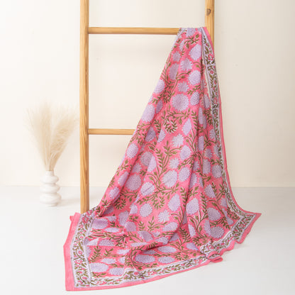 Traditional Indian Floral Printed Cotton Scarf for Women