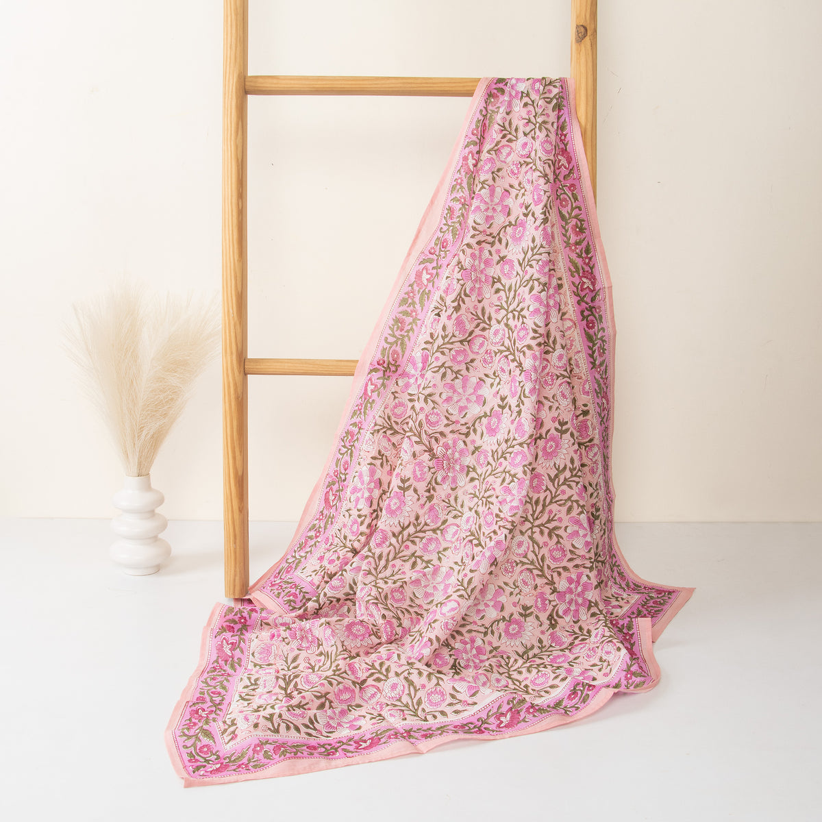 Pink Handmade Cotton Soft Neck Wrap Scarf For Women