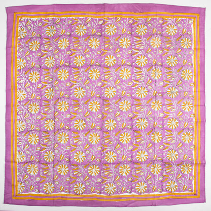 Purple Floral Block Printed Cotton Scarves For women