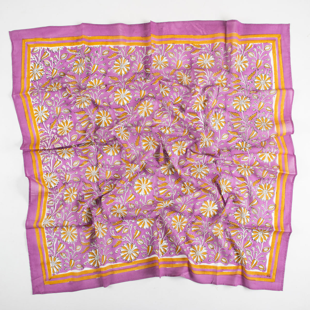 Purple Floral Block Printed Cotton Scarves For women