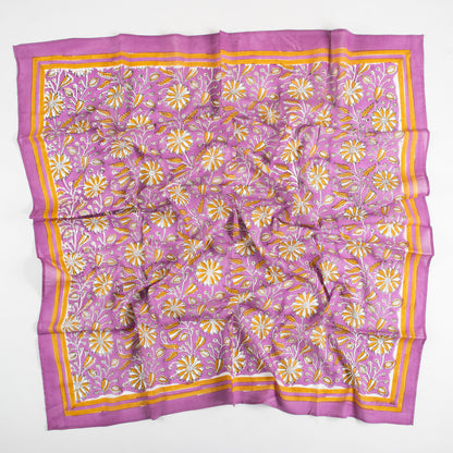 Purple Floral Block Printed Cotton Scarves For women